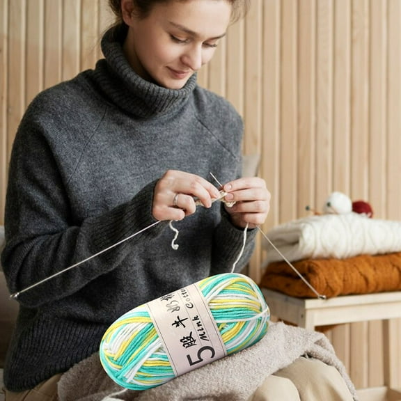5 Strands Milk Cotton Gradient Yarn - Hand-Woven DIY Crochet Wool, 50g 325m, Soft & Strong Acrylic Thread for Knitting, Hats, Scarves, Dolls, Beginner-Friendly Craft Supplies