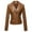 Brown, variant on UYISJ Women's Faux Leather Moto Biker Short Coat Jacket Fashion Long Sleeve Lapel Solid Color Jackets with Zipped Pockets Green XS