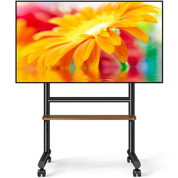 TAVR Furniture Modern Rolling TV Stand for 40 to 86 inch Screen, Portable Metal TV Stand with Wheels Adjuatable Height