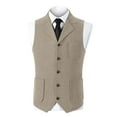thumbnail image 2 of BVOFAR Men's Herringbone Tweed Suit Vest Business Formal Wool Blend Waistcoats Slim Fit Tuxedos Vests for Wedding Prom Khaki L, 2 of 6