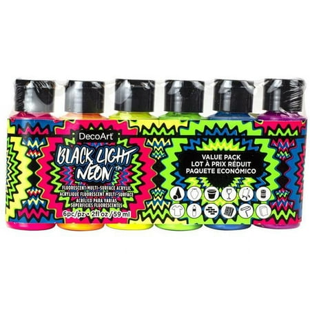 UPC: 0766218117670 | Deco Art DASK516 Americana Black Light Neon Acrylic Paint 6 per Pack