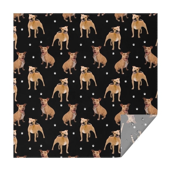 Pitbull Dog and Footprint Square Tablecloth,Waterproof Square Table Cover,Wipeable Spillproof Washable Table Cover for Home Kitchen Party Decor 42"X42"(107x107cm)