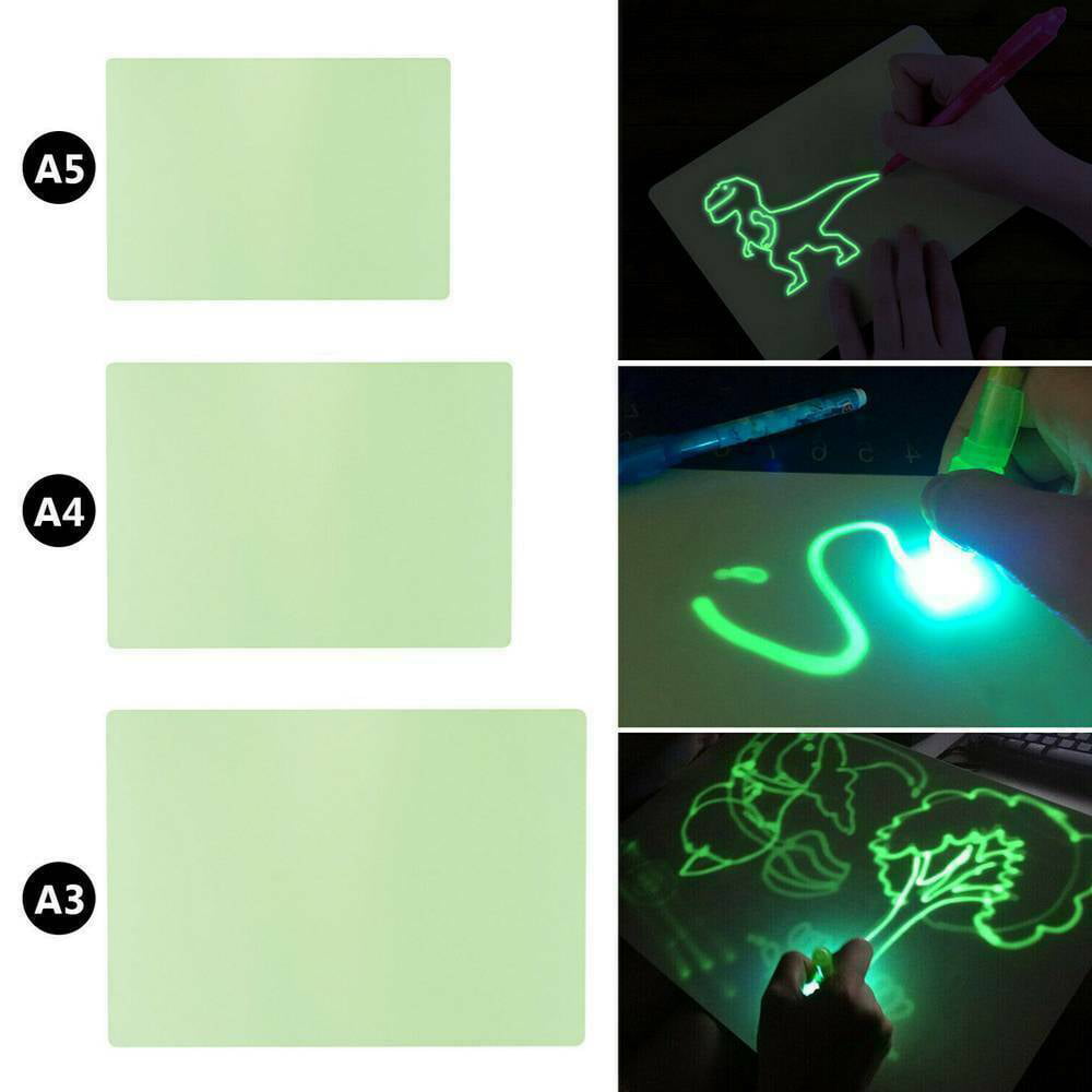 Fluorescent Drawing Board Writing Toy Kids Draw Art Template with Light Fun and Developing Toy A3 Magic Pad PVC Drawing Board Luminous Pen with Light in Dark