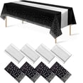 thumbnail image 1 of EIMELI 1 Pack Plastic Table Cloth Cover + 1 Pack Satin Table Runner for Parties  Disposable Tablecloth for Rectangle Tables  Birthday Wedding Graduation Mather Valentine‘s Day Christmas P, 1 of 8