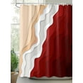 thumbnail image 2 of Fsddascl Red Coastal Beach Shower Curtain Set - 66" x 72" Washable Bathtub Curtain with 12 Hooks, Farmhouse Abstract Ocean Waves Striped Waterproof Fabric Stall Shower Curtains for Bathroom/Bathtub, 2 of 6