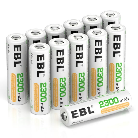 EBL Rechargeable AA Batteries (12 Pack), 2300mAh Ni-MH Precharged Double A Batteries
