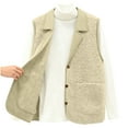 thumbnail image 3 of CYRBOKO Women's Fleece Vests with Pockets, Lapel Button Sleeveless Fall Vests for Women Beige Size XL, 3 of 4