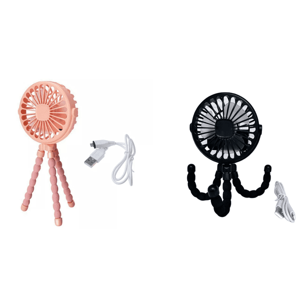 Ventilador para Cochecito Bebé Recargable Por USB Miniventilador 3 Velocidades El Oficina Coche () Rosa
