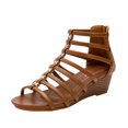 thumbnail image 2 of LSLJS Women's Slide Wedge Sandals Open Toe High Heel Zipper Back Platform Wedge Sandals Retro Hollow Out Roman Sandals Sloping Heels Sandals, 2 of 5