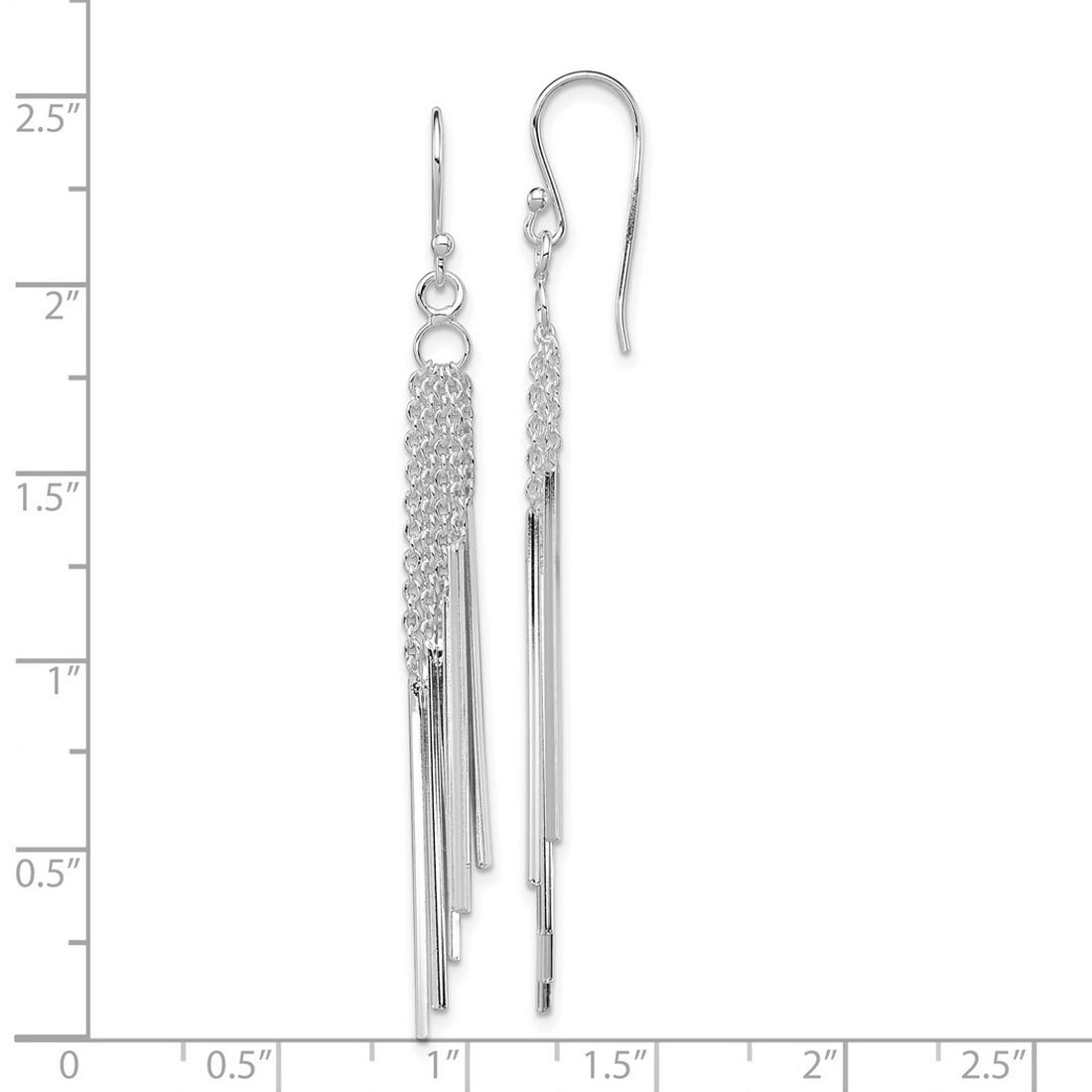 925 Sterling Silver Polished Shepherd hook Five Chains and Bars Earrings 69x7mm Wide Dangle Earring for Women and Men