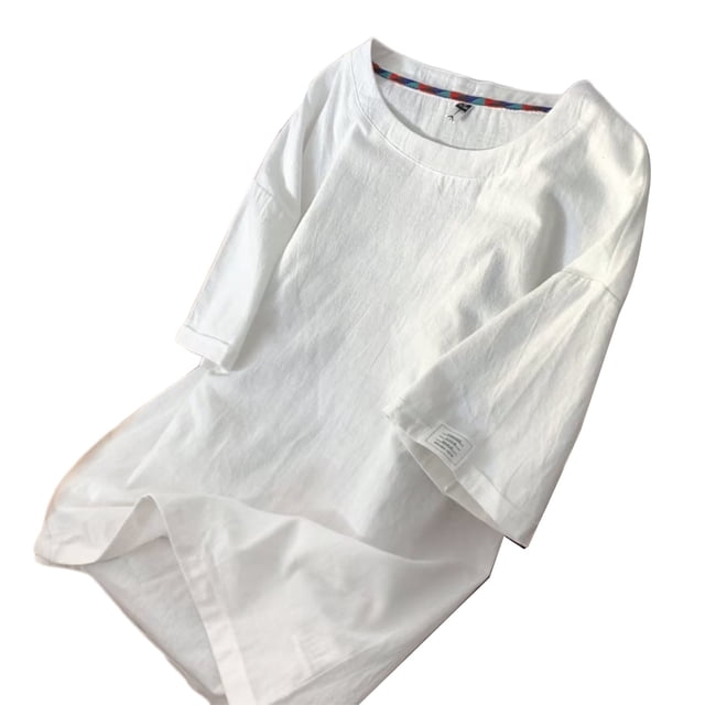 Camisetas de cuello redondo para hombre, lino, estilo informal, para exteriores, corte clásico, verano, armario