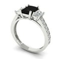 thumbnail image 2 of Three-Stone Engagement Ring for Women - 1.88ct Natural Onyx in 18K White Gold Promise Ring, 2 of 6