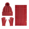 thumbnail image 4 of Women's Scarf Hat And Gloves Set Women'S Winter Solid Color Warm Cycling Ear Knitted Hat Scarf Glove 3 Piece Set, Women's Accessories Scarf ,Hat,& Gloves, 4 of 4