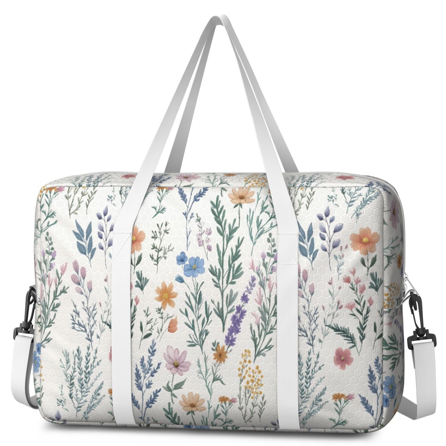 For Spirit Airlines Personal Item Bag 18x14x8 Inch, Floral Weekender Travel Bag, Foldable Travel Duffel Bag Underseat Carry on Bag with Luggage Sleeve for Women and Men 30L