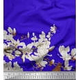 thumbnail image 2 of Soimoi Blue Cotton Voile Fabric White Floral & Bulbul Bird Printed Fabric 1 Yard 58 Inch Wide, 2 of 3