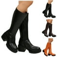 thumbnail image 1 of Dakaela Knee High Boots for Women Platform Chunky Heel Long Tall Boots Side Zipper Motorcycle Riding Boots, 1 of 8