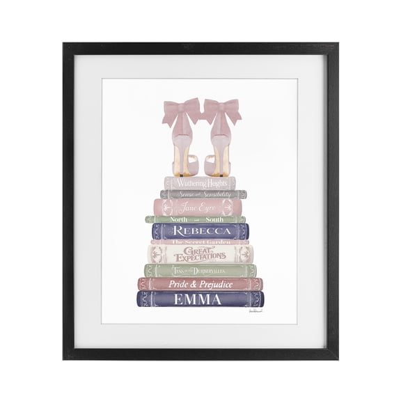 Stupell Industries Heels Atop Classic Books Black Framed Print Under Glass, design by Amanda Greenwood