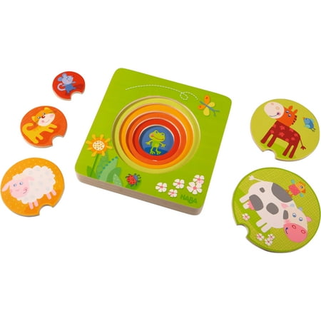 - HABA On the Farm 5 Piece Wooden Puzzle with Layered Disks for Ages 12 Months and Up