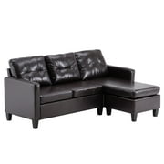 Allreds Three Seat Sofa for Living Room - PU Combination Sofa,Dark Brown