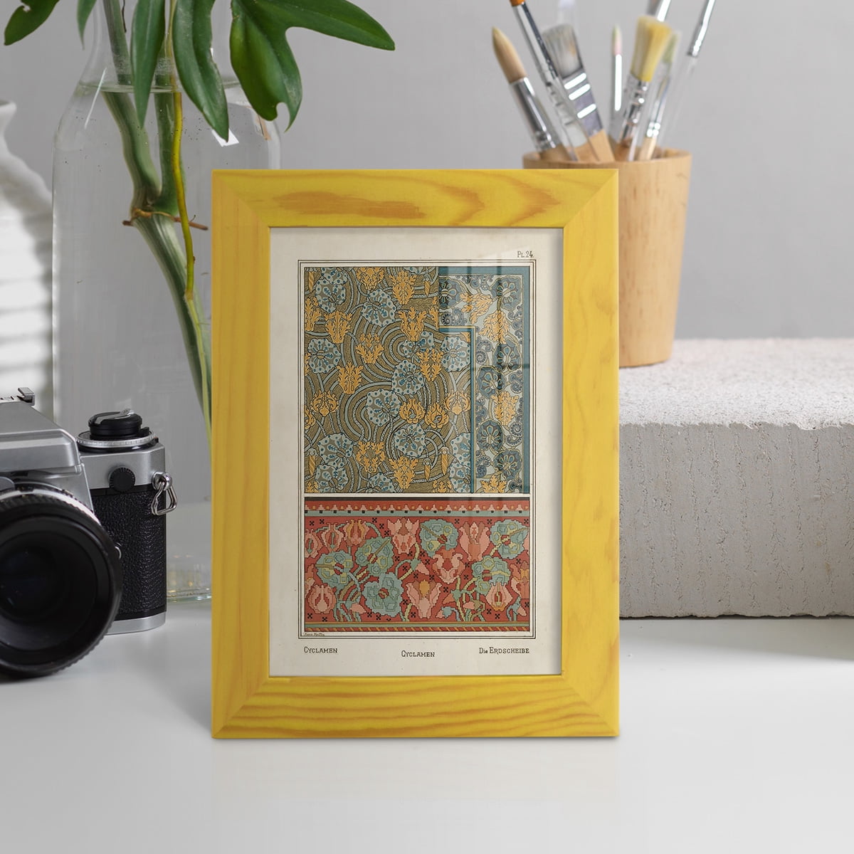 Nouveau Decorative I - Framed Print w/glass - Sunflower Yellow