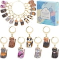 thumbnail image 2 of 1 Box 21Pcs Cat Stitch Markers Crochet Markers Animal Bulk Metal Enamel Printed Cats Kawaii Knit Gold Clasp Ring Knitting Charms for Jewelry Making Charms Crafts Supplies Accessories Women, 2 of 5