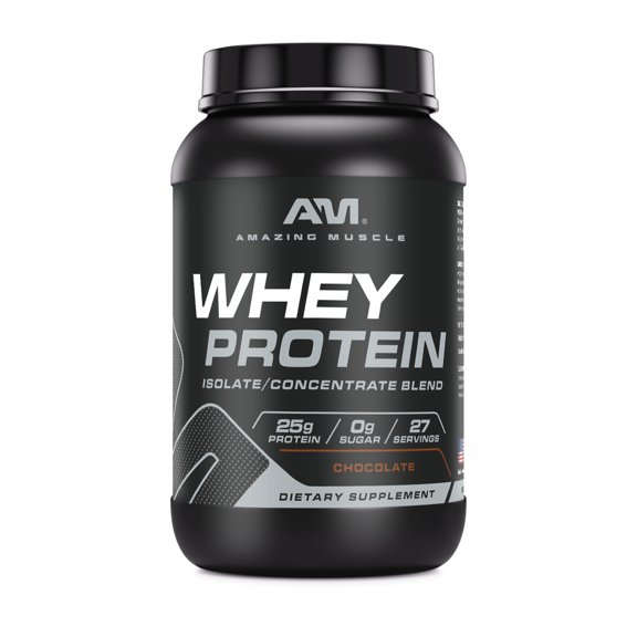 Amazing Muscle Whey Protein (Isolate & Concentrate) 2 Lbs Powder Supplement