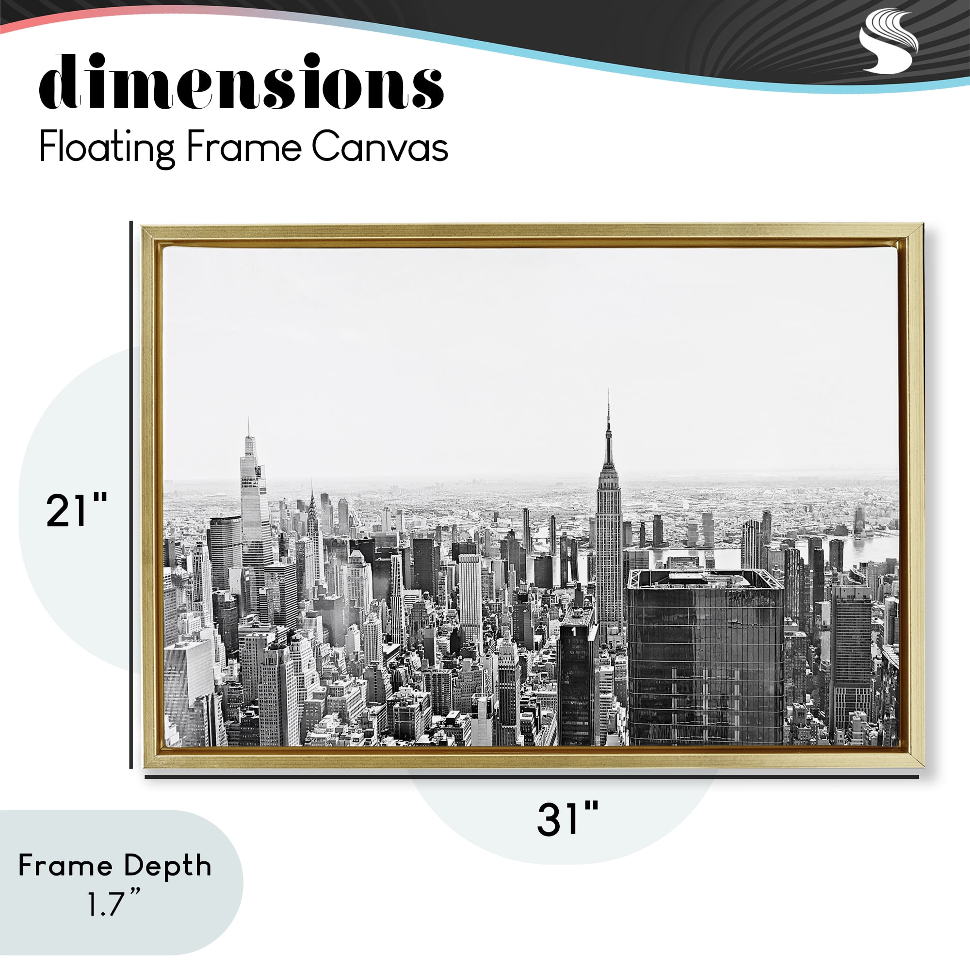 Stupell Industries New York City Scape View Gold Framed Floater Canvas Wall Art, design by Kali Wilson