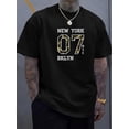 thumbnail image 1 of Men's Casual Short Sleeve T-Shirt with Cool English Letter Print - Breathable Polyester, Crew Neck, Summer Fashion Tee Tee For Adult, Men, Women, Teen, Teenager, Adolescent, Youth, 1 of 6