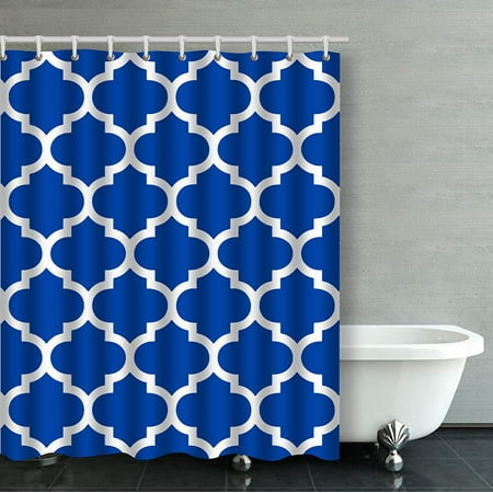 Cobalt Blue Bathroom BPBOP Moroccan Quatrefoil Cobalt Blue And White Pattern Bathroom Shower Curtain 60x72 inches ()