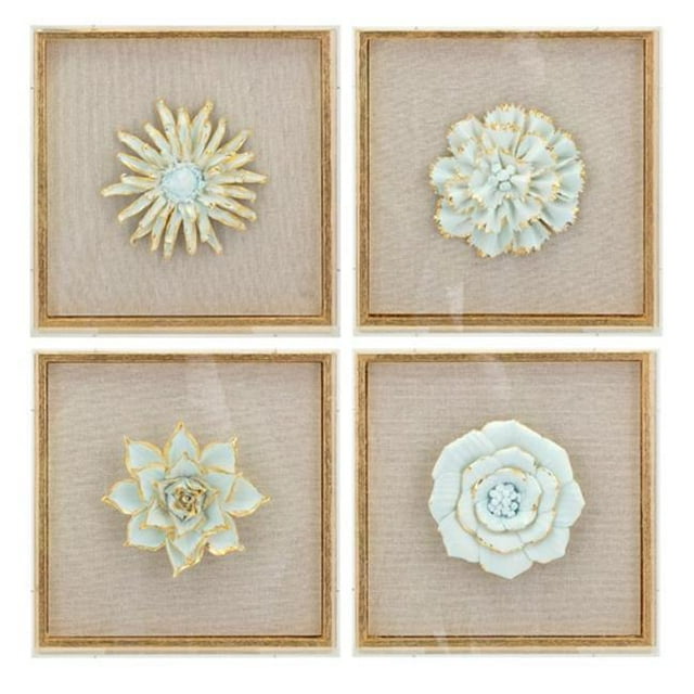 Imax A0413905 Nadia Porcelain Flower & Acrylic Wall Decor, Gray - Assorted 4