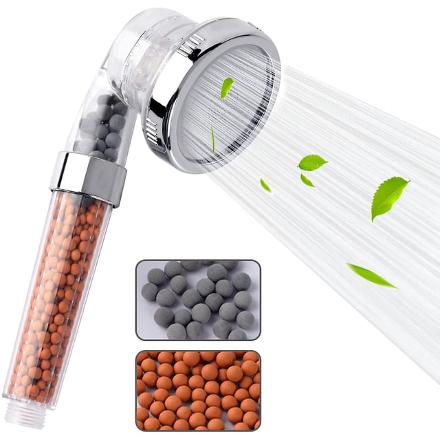 Cabeza de ducha potente flujo con filtro de cuentas, cabezal de ducha con aumento de presión, espray con 3 modos de ahorro de agua para adultos, niños, mascotas, hogar y Gy Feliz Sencillez