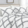 thumbnail image 1 of Dual Tone Diamond Ruffle Duvet Cover 5 Piece Set with Zipper, 400 Thread Count & 100% Egyptian Cotton and Quilts Protector with Pillowcases - White & Light Grey Solid, Super King Plus Size., 1 of 5
