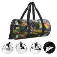 thumbnail image 5 of Fotbe Cozy Cottage Lakeside Sunset Pattern Foldable Sports Gym Bag with Wet Dry Pocket, Ultralight Travel Bag, Large Capacity Duffel Bag, Splash Proof Carry on Bag, Overnight Bag, Weekender Bag, 5 of 8