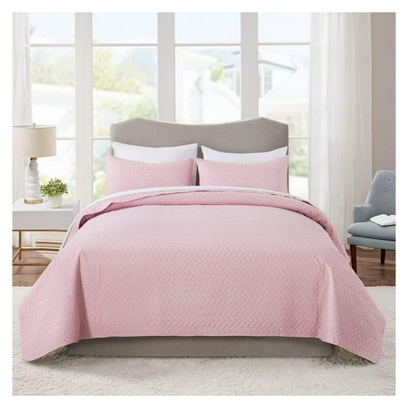 Quilts Set, Bedspread Coverlet Set with Pillowcases - 3 Piece Soft and Lightweight Bed Quilt for Spring, Autumn and Summer (Embossed Weave - , Full/Queen(88"x92"))