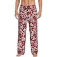 thumbnail image 2 of Kdxio Red Hawthorn Print Men's Sleep Pajama Pant Lounge Pants with Pockets, 2 of 8