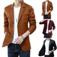 thumbnail image 2 of Men's Leather Suit Collar Casual Leather Jacket, Brown, L, 2 of 3