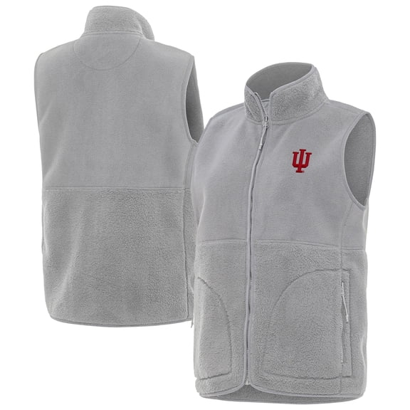 Women's Antigua  Gray Indiana Hoosiers Nostalgic Full-Zip Vest