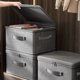 thumbnail image 4 of Caja de almacenamiento de tela plegable, cubo con tapa con cremallera, organizador apilable para guardar ropa, ropa de cama, juguetes y mantas., 4 of 8
