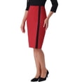 thumbnail image 4 of INSPIRE CHIC Robe Crayon Élégante pour Femmes Col Rond Manches 3/4 Contraste Bureau Robe Fourreau TP Rouge, 4 of 6