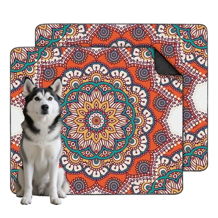 Large Mandala Print Washable Pads 35 x41 Dog Potty Training Mat Non-Slip Kennel Liner for Floor and Crate Protection
