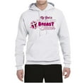 thumbnail image 2 of Wild Bobby My God is Stronger Than Breast Cancer Paint Splatter Cross Breast Cancer Awareness Unisex Hoodie Sweatshirt, White, Small, 2 of 6