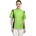 thumbnail image 3 of Short Sleeves Green Color Zipper Chef Coat Jacket Uniform for women with Side Mesh ideal for Caterers and Culinary professional XS Size, 3 of 4