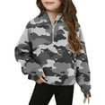 thumbnail image 2 of SGFCWSX Girls Fleece Pullover Camouflage Print Zipper Sweatshirt Kids Thermal Sweatshirts Dark Gray Size 5 Years, 2 of 5