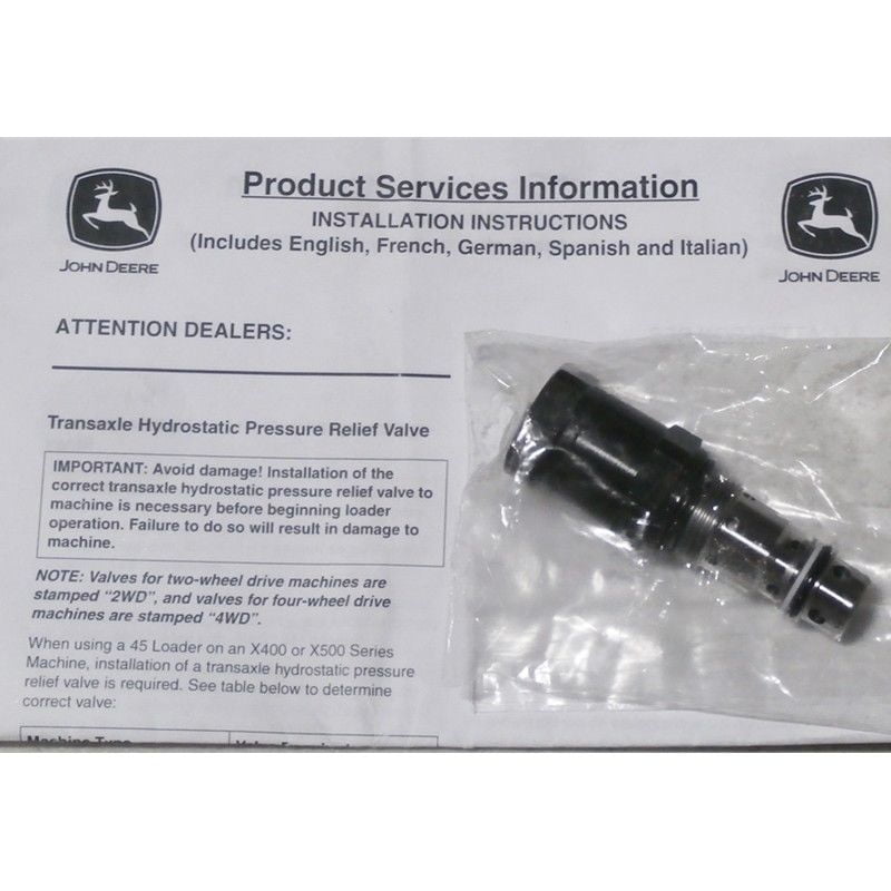 John Deere Pressure Relief Valve BW15044 X575 X585 X595 X728 X748