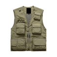 thumbnail image 1 of Men's Multifunctional Fishing Vest Mesh Loose Jacket Outdoor Multi Pocket Photography Fisherman Vest Khaki XL, 1 of 5