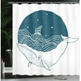 thumbnail image 4 of Ambesonne Ocean Shower Curtain, Whale and Stars Old Ship, 69"Wx84"L, Teal White, 4 of 5