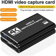 4K HDMI Video Capture Card for Streaming Gaming, 1080P 60FPS Audio Video Recorder USB 3.0 Interface, Compatible with PC, Camera, TV, Game Device