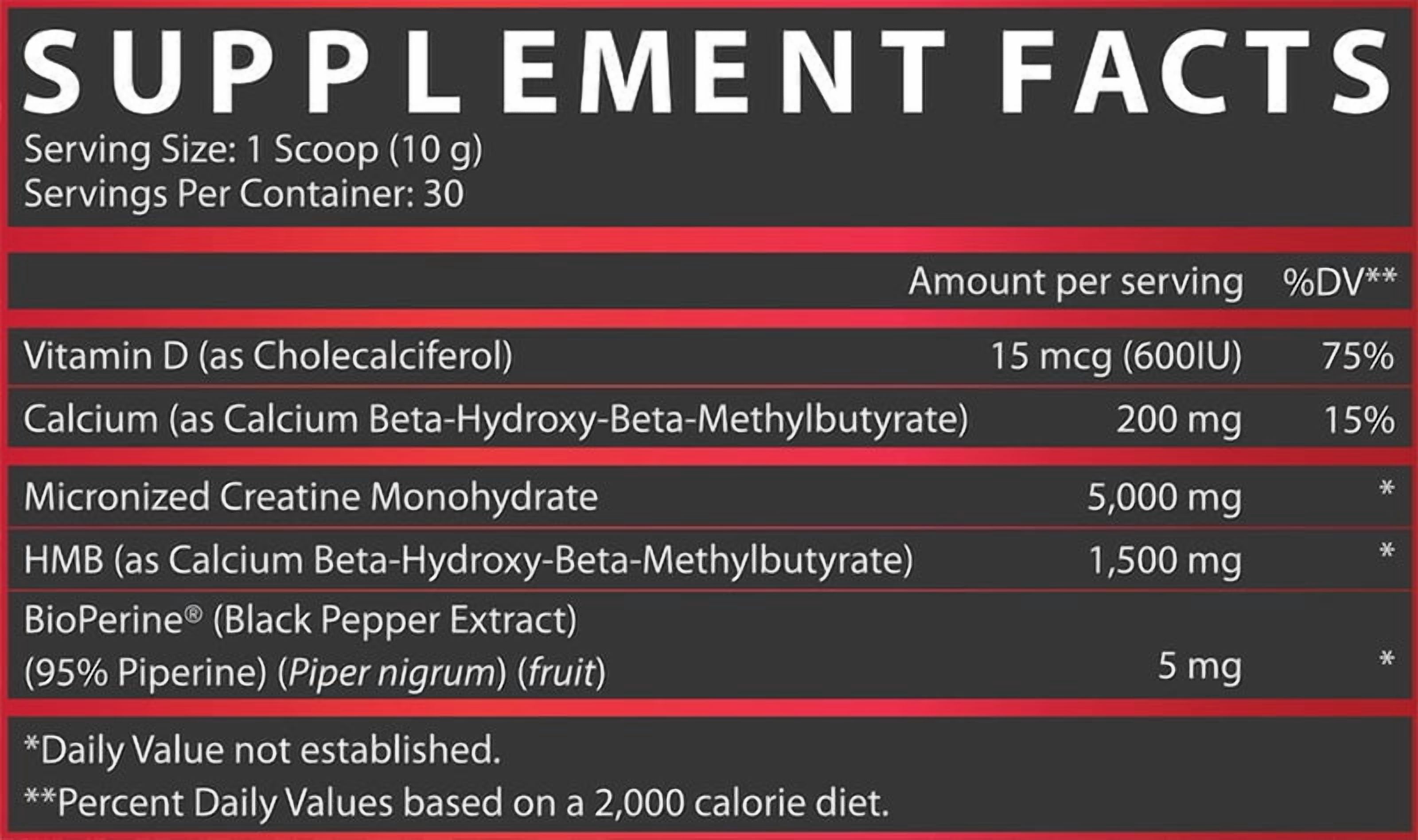 Nutrex Research Creatine + HMB Fruit Punch 5g Creatine, 1.5g HMB Strength and Lean Muscle Formula 30 Servings
