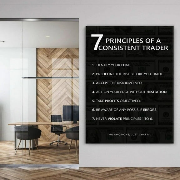 7 Principles Of Trader Wall Art Modern Office Decor Motivational Quote Canvas Or Poster Trading Rules Stock Market Art Investor Framed