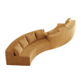 thumbnail image 3 of Newest 4-Piece Curved Modular Sectional Sofa in Corduroy with 8 Pillows for Conversation Pit,Yellow, 3 of 5